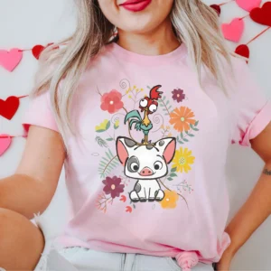 Summer Fashion Women's T-Shirt Cute Fun Cotton Y2k Ladies Clothes Hip Hop Tee Pig Flower Print Oversized T-shirt Female Clothing