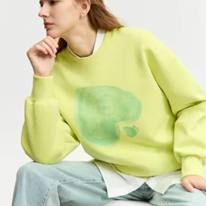 AMII Minimalist Sweatshirts for Woman 2025 Winter New O-Neck Casual Print Loose Pullover Long Sleeve Casual Knitted Top 12344134